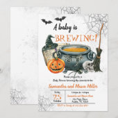 ハロウィンベビーシャワー A Baby is Brewing 招待状 (正面/裏面)