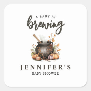 ハロウィンベビーシャワー Baby Is Brewing スクエアシール