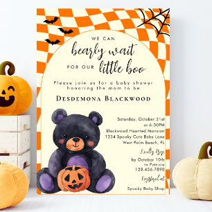 ハロウィンベビーシャワー Can Bearly Wait Little Boo 招待状