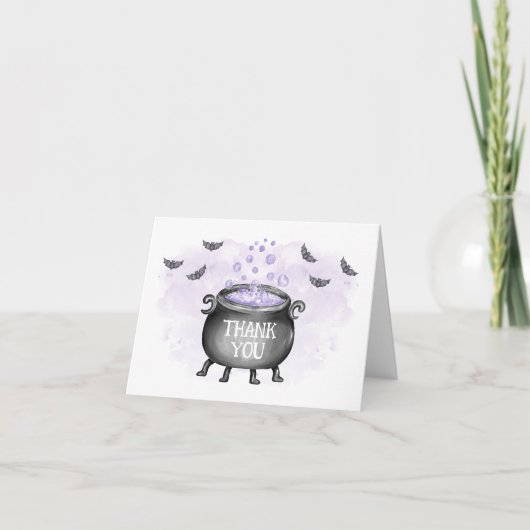 ハロウィンベビーシャワー Purple Baby is Brewing サンキューカード (正面)