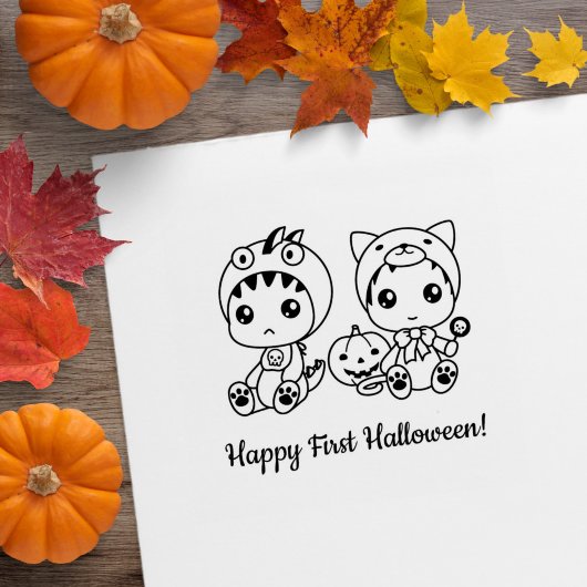 ハロウィンベビー猫ドラゴンの衣装 ラバースタンプ