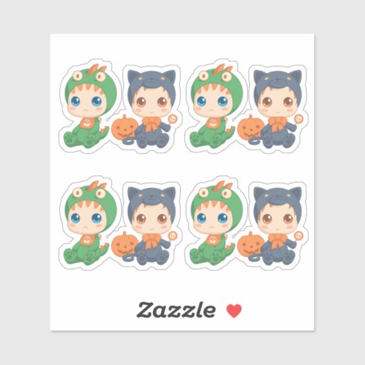 ハロウィンベビー猫ドラゴン衣装4セット シール (シート)