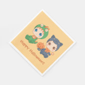 ハロウィンベビー黒猫ドラゴンの衣装 スタンダードランチョンナプキン (角)