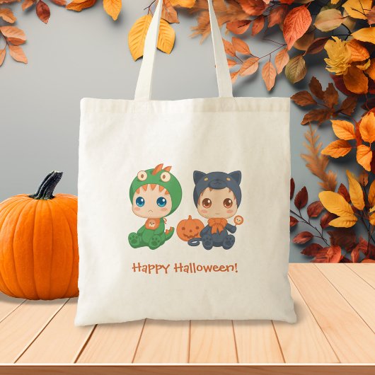 ハロウィンベビー黒猫ドラゴンの衣装 トートバッグ