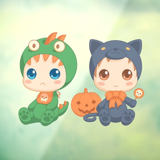 ハロウィンベビー黒猫ドラゴン衣装2 ウィンドウサイン (シート3)