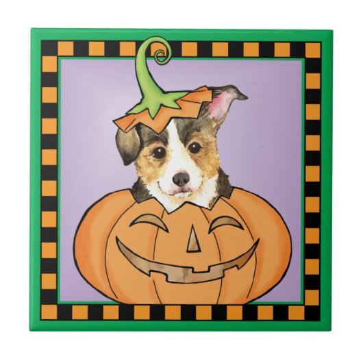 ハロウィンペンブロークウェルシュコーギー タイル (正面)