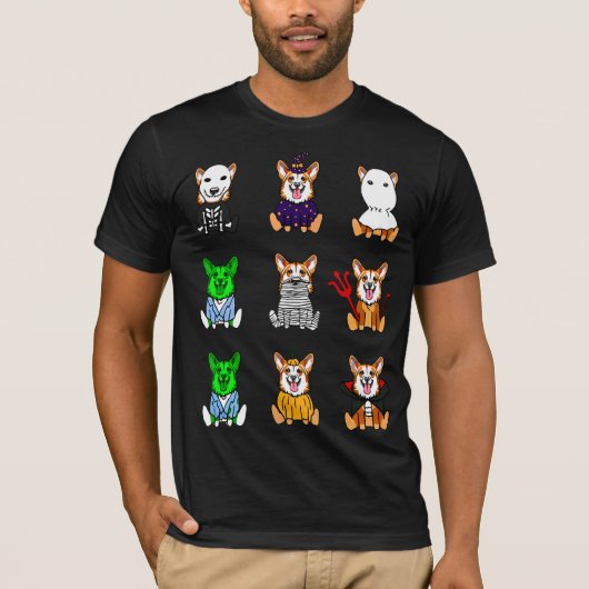 ハロウィンペンブロークウェルシュコーギー Tシャツ (正面)