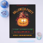 ハロウィンホラーファイアパンプキンパーティーフライヤー チラシ (シングル)