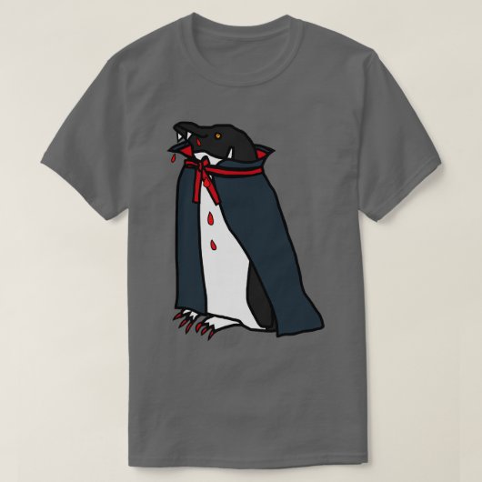 ハロウィンホラーヴァンパイアペンギン Tシャツ (デザイン正面)
