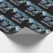 ハロウィンホラー幽霊のよく出るハウスホラーブルーナイト ラッピングペーパー (角)