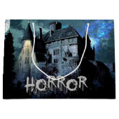 ハロウィンホラー幽霊のよく出るハウスホラーブルーナイト ラージペーパーバッグ (正面)