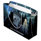 ハロウィンホラー幽霊のよく出るハウスホラーブルーナイト ラージペーパーバッグ (裏面アングル)