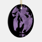 ハロウィンホリデーウィッチズ、フクロウとオオカミ セラミックオーナメント (右)