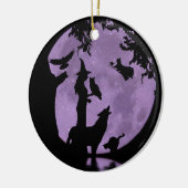 ハロウィンホリデーウィッチズ、フクロウとオオカミ セラミックオーナメント (左)