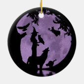 ハロウィンホリデーウィッチズ、フクロウとオオカミ セラミックオーナメント (裏面)