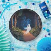 ハロウィンホワイト幽霊インフォレスト ペーパープレート (パーティー)