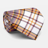 ハロウィンホワイト、パープル、オレンジプレイドパターン ネクタイ (ロール)