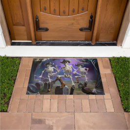 ハロウィンホームダウン、ライン踊りスケルトン ドアマット