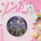 ハロウィンホームダウン、ライン踊りスケルトン ペーパープレート (パーティー)