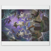 ハロウィンホームダウン、ライン踊りスケルトン ラッピングペーパー (フラット)