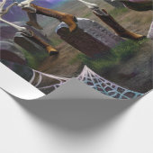 ハロウィンホームダウン、ライン踊りスケルトン ラッピングペーパー (角)