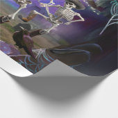 ハロウィンホームダウン、踊りスケルトン水平 ラッピングペーパー (角)