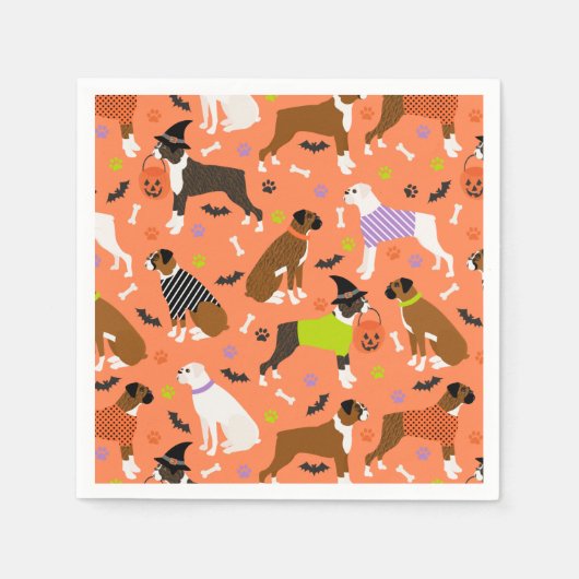 ハロウィンボクサー犬 スタンダードカクテルナプキン (正面)