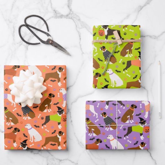 ハロウィンボクサー犬 ラッピングペーパーシート (正面)