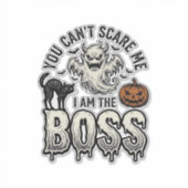 ハロウィンボスゴーストビンテージ彫刻Tシャツデザイン シール (正面)