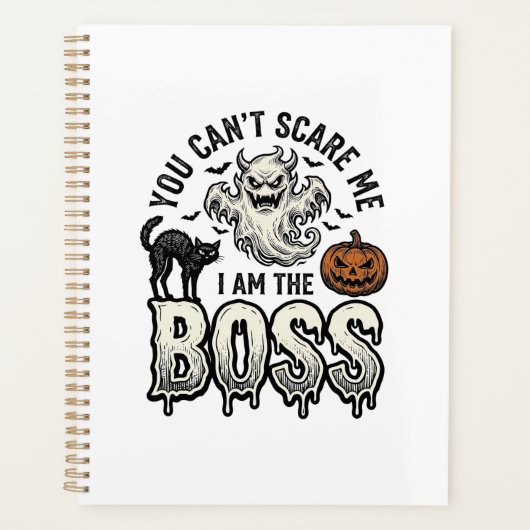 ハロウィンボスゴーストビンテージ彫刻Tシャツデザイン プランナー手帳 (正面)