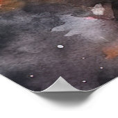 ハロウィンボストンテリアとカボチャ怖い ポスター (角)