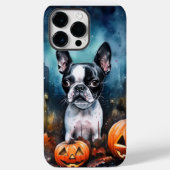 ハロウィンボストンテリアとカボチャ怖い Case-Mate iPhoneケース (裏面)