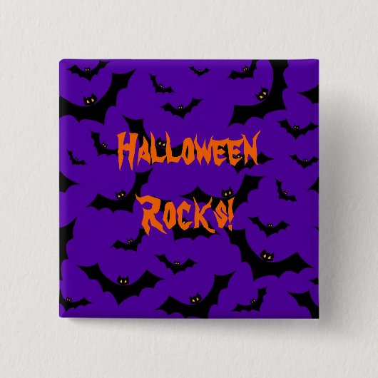 ハロウィンボタン-こうもりのハロウィンの石 缶バッジ (正面)
