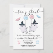 ハロウィンボーイまたはグール幽霊赤ちゃんシャワーのリビール 招待状 (正面)