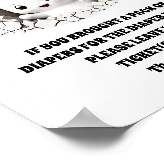 ハロウィンボーイ赤ちゃんシャワー幽霊おむつラッフルサイン ポスター (角)