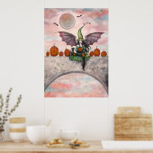 ハロウィンポスターウィッチキャットジャックオランタン ポスター (キッチン)