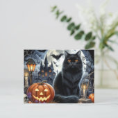 ハロウィンポストカード 黒猫 ポストカード (スタンド正面)