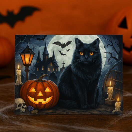 ハロウィンポストカード 黒猫 ポストカード