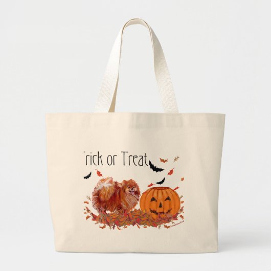 ハロウィンポメラニアン ラージトートバッグ (正面)