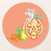 ハロウィンマウス及びカボチャ ラウンドペーパーコースター (正面)