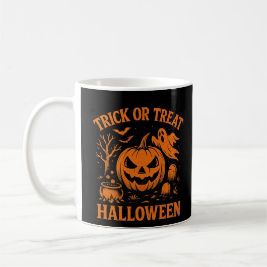ハロウィンマグのトリックまたはトリートメント コーヒーマグカップ (左)