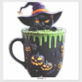 ハロウィンマグカップ - かわいい黒猫の魔女 シール (シート)