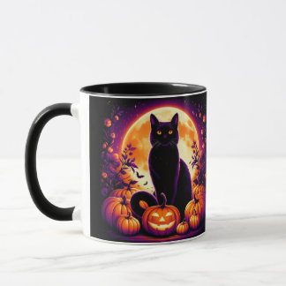 ハロウィンマグカップ フルムーン ブラックキャット マグカップ