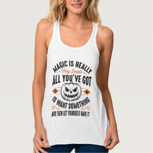 ハロウィンマジックパンプキンレトロベクターTシャツデザイン タンクトップ