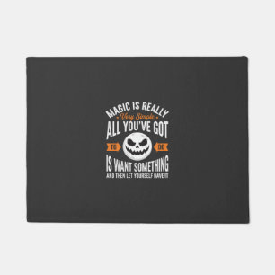 ハロウィンマジック引用カボチャの顔デザイン ドアマット