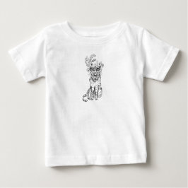 ハロウィンマスカレードキャット ブラックラインアート ベビーTシャツ