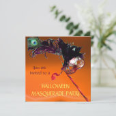 ハロウィンマスカレードパーティー、イエローオレンジ 招待状 (スタンド正面)