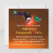 ハロウィンマスカレードパーティー、イエローオレンジ 招待状 (裏面)