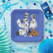 ハロウィンママと子猫と幽霊紙 ペーパープレート (パーティー)