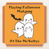 ハロウィンマージャンをプレイ パーソナライズ 名前 ペーパーコースター (正面)